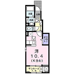 カサ・アレグリアB ワンルームの間取図画像