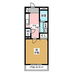 マンションピースフル 1Kの間取図画像