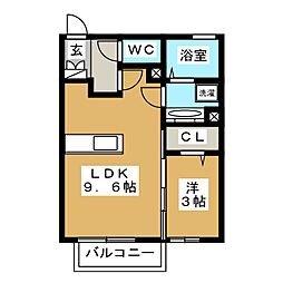 クオーレ 1LDKの間取図画像