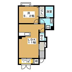 プレッソ 1LDKの間取図画像