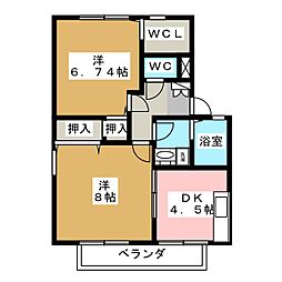 リバーサイドパレスB 2DKの間取図画像
