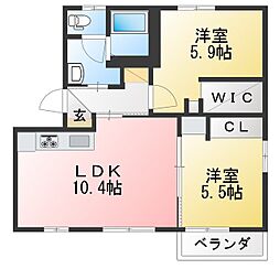 ディアスりんどうA 2LDKの間取図画像