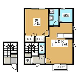 アヴニール 1LDKの間取図画像