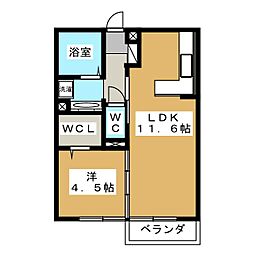 パルムドールA 1LDKの間取図画像