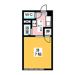 ブライトンササヒラ 1Kの間取図画像