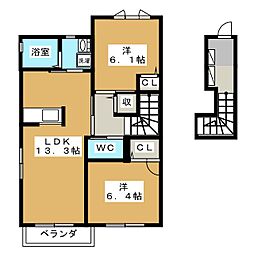 ルーエコバルト 2LDKの間取図画像
