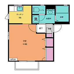 シャルム城東B 1Kの間取図画像