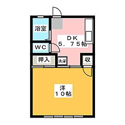 アンサンブル榑木B 1Kの間取図画像