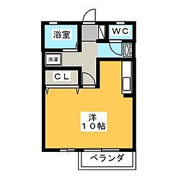 セジュールアイA棟 ワンルームの間取図画像