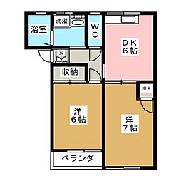 ファンタジーA 2DKの間取図画像