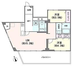 駒込コーポラス 2LDKの間取図画像