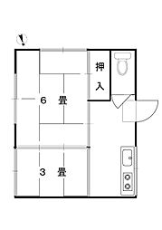 永野荘 1階2Kの間取り