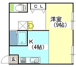 オリオンコーポ 1Kの間取図画像