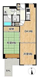 シャルマンコーポ今里 2DKの間取図画像