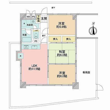 １階部分の３方...
