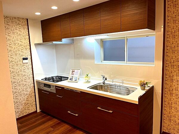 食器洗浄乾燥機付きのシステムキッチン新調しました。ダウンライトも新設しました。