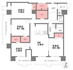ハイネス上六 4LDKの間取図画像