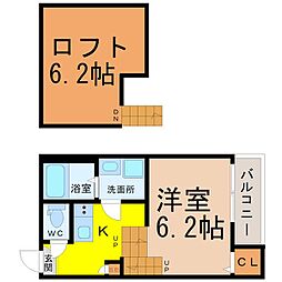 ソラノテラス自由ヶ丘 2階1SKの間取り