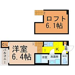 Rivera庄内緑地 1階1SKの間取り