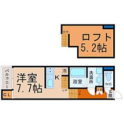 グレイスコート 2階1SKの間取り