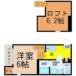 D.Ash（ディーアッシュ） 2階1SKの間取り