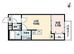 ラポート日比野 1LDKの間取図画像