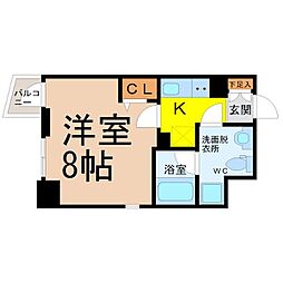 アクアヒルズ 1Kの間取図画像