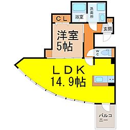 WESTIN上前津 1LDKの間取図画像