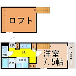 INSTYLEDOTOKU 1Kの間取図画像