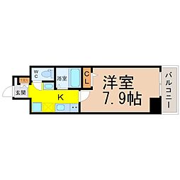 クレストタワー栄 1Kの間取図画像