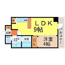 ヴェルジュコート1 1LDKの間取図画像