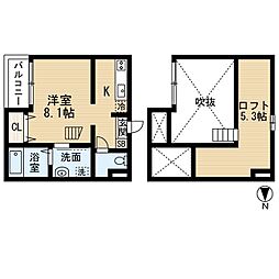 コンフォール大畑 1Kの間取図画像