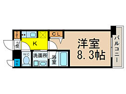 レーヴェスト志賀本通 1Kの間取図画像