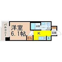 LiveCasaHORITA 1Kの間取図画像