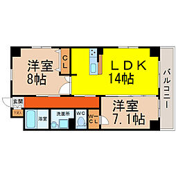 S-FORT鶴舞marks 2LDKの間取図画像