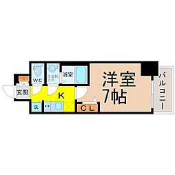 エステムコート名古屋グロース 1Kの間取図画像