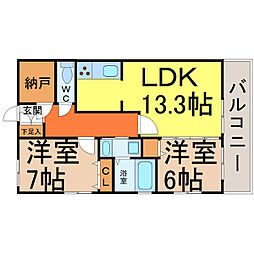 グラン・アベニュー名駅南 2LDKの間取図画像
