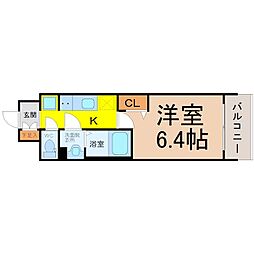 プレサンス伏見アーバンベース 1Kの間取図画像