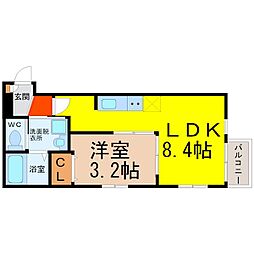 Neo駈上 1LDKの間取図画像