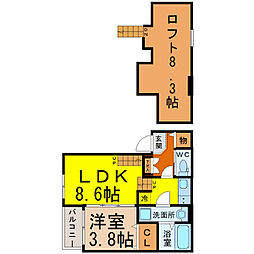 ディアマンテ 1LDKの間取図画像