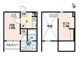 Miisa.2nd 1Kの間取図画像