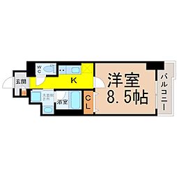 エスカルコート 1Kの間取図画像