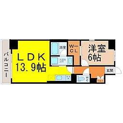 スプリームヒルズ鶴舞 1LDKの間取図画像