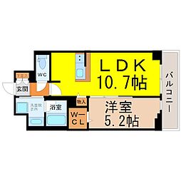レジデンス丸の内七間町 1LDKの間取図画像