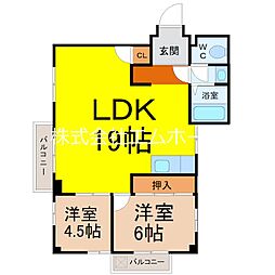 星ヶ丘ハイツ 2LDKの間取図画像