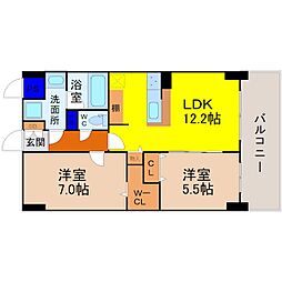 スタシオン川名公園 2LDKの間取図画像