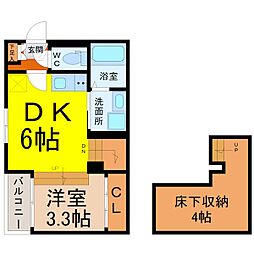 ラルゴ六番町 1DKの間取図画像