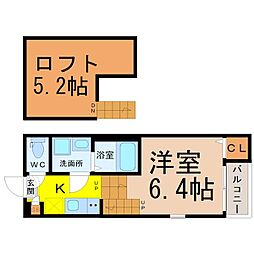 ハーモニーテラス靖国町5 1SKの間取図画像