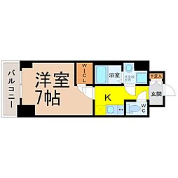 エスリード大須プレシア 1Kの間取図画像