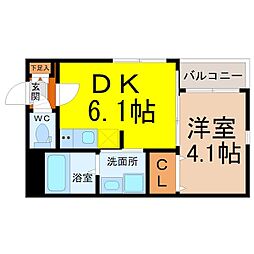 ハーモニーテラス黒川 1DKの間取図画像